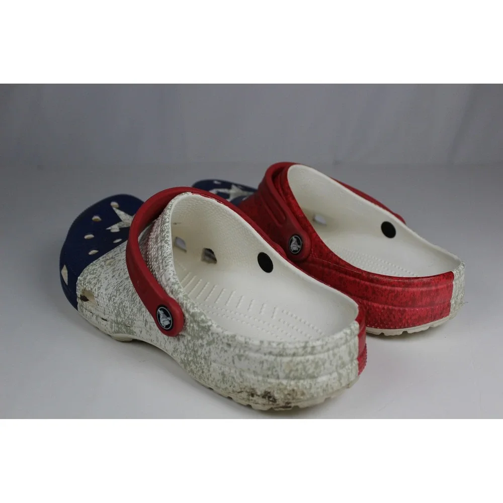 Crocs Classic Texas State Flag Clogs Red White Blue Distressed Patriotic Shoes